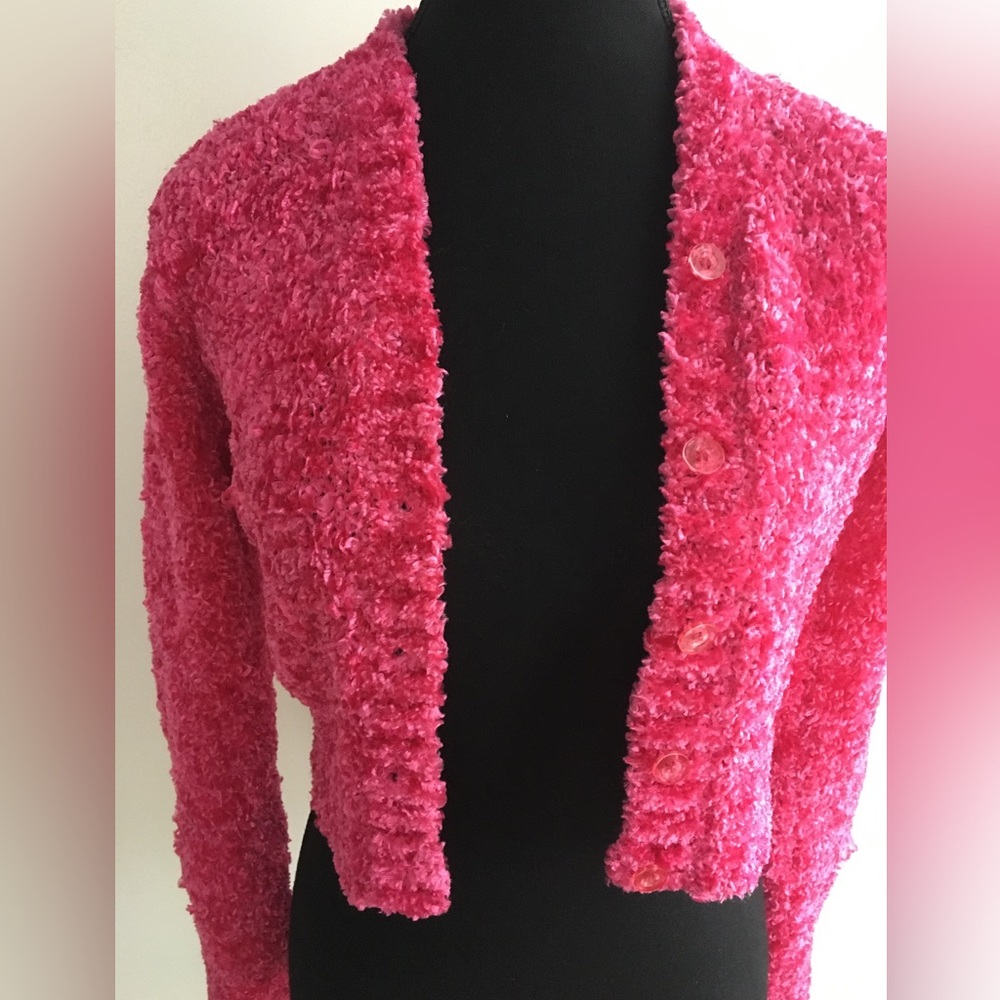 2/$20 Barbie Hot Pink Vintage Cropped Sweater